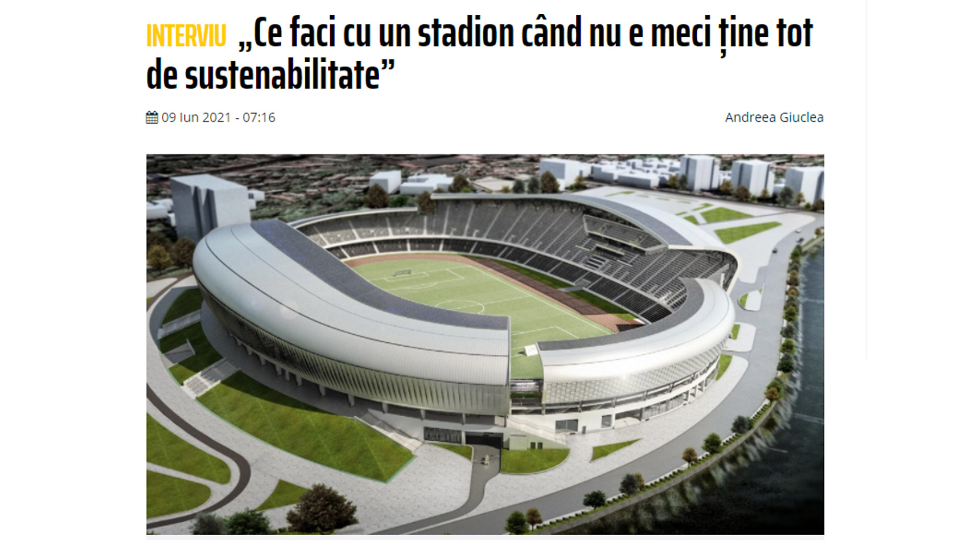 Interview, Sustainability in stadium construction, 2021